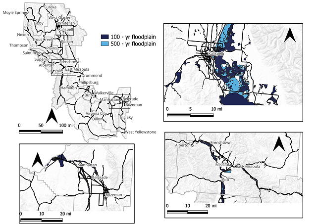 A map of the affected area, indicating hazard intensity